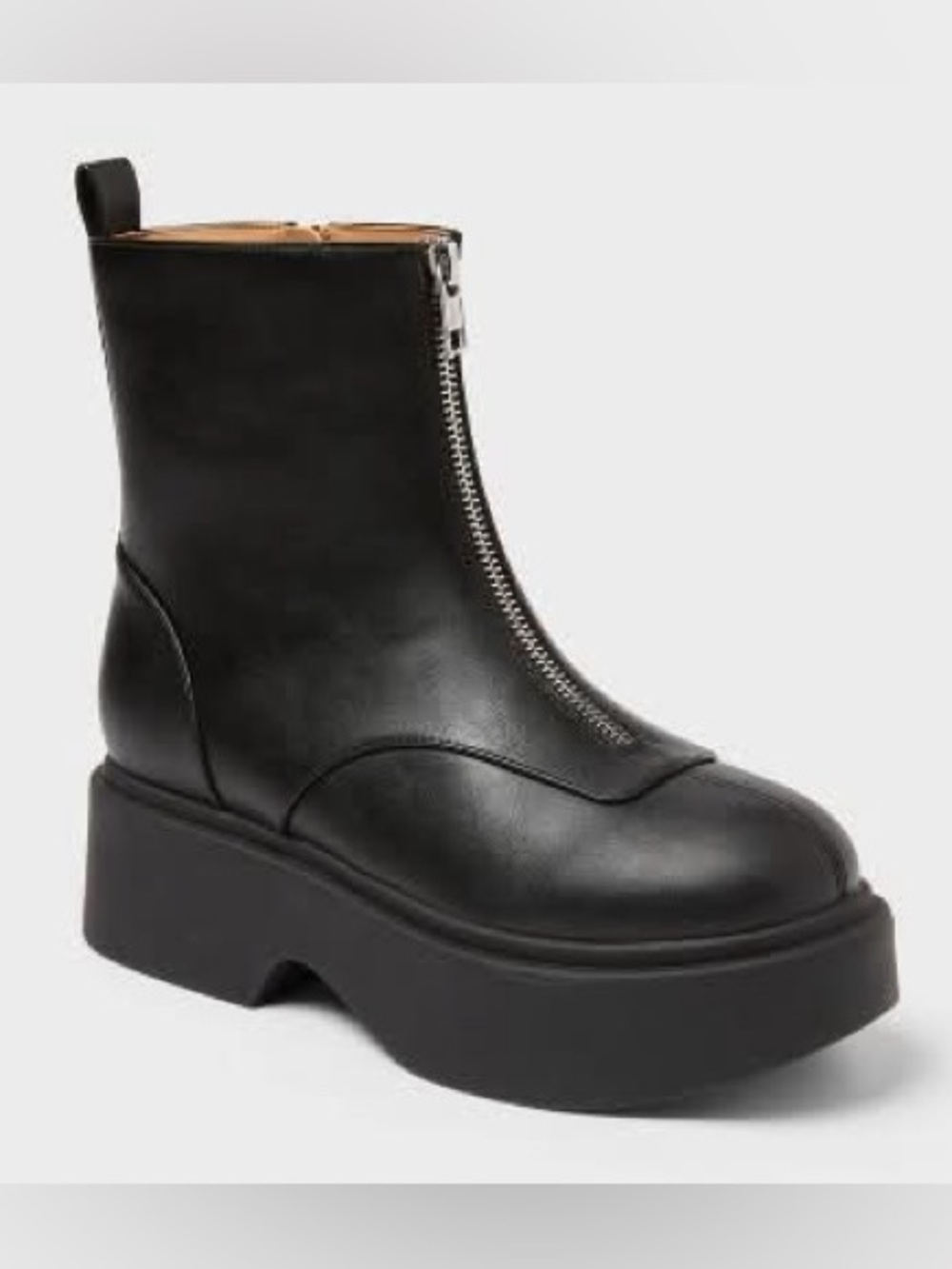 Wild Fable Women Black Front Zip Platform Ankle Booties Size 8.5